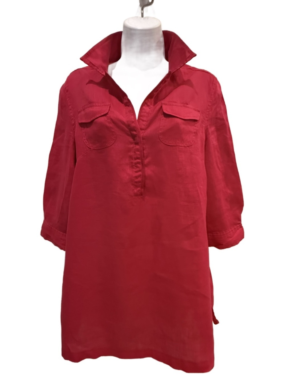 Cortefiel red linen tunic top or shirt dress. Size 44; US size 12/14